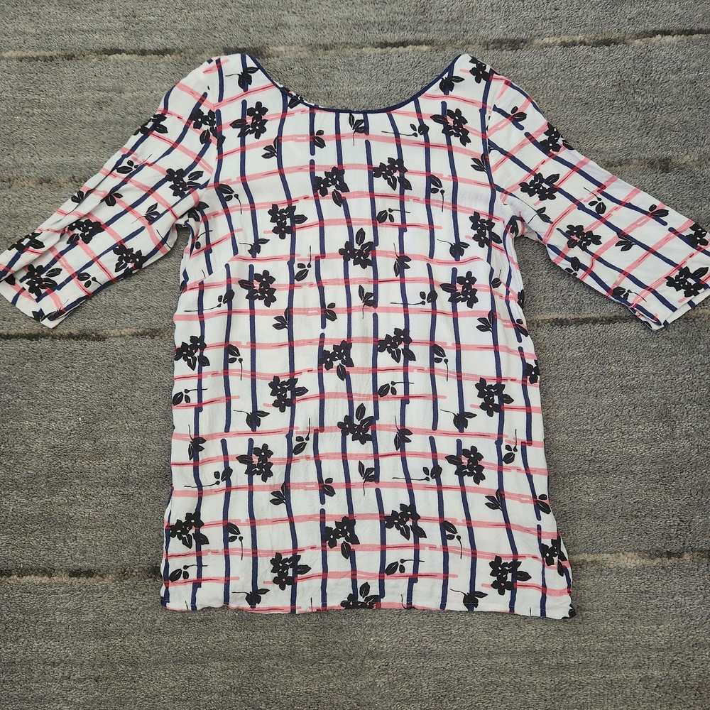 Promod Navy and Pink Floral Top